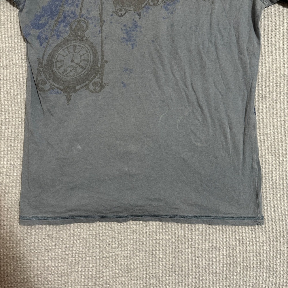 Y2K Black Hearts Brigade Eagle Lost Love Mineral Wash Tee Blue LA Destroyed Sz L - Picture 4 of 10